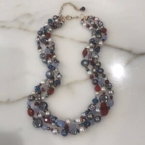 Sundance Catalog STUNNING 3-Strand Hand-Knotted Multi Stone Necklace!  New!